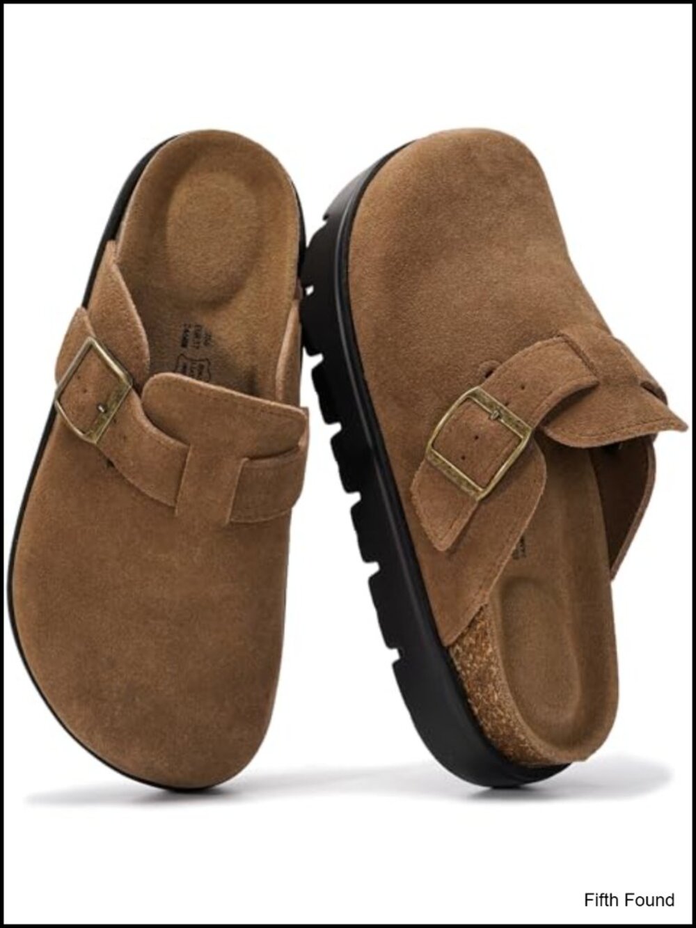 Genuine Leather Platform Clogs Slip On Mules Memory Foam Cork Footbed